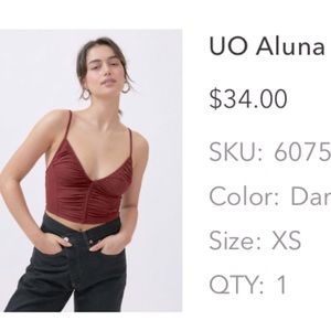 Urban Outfitters Red Plunge Cropped Tank Top Size XS